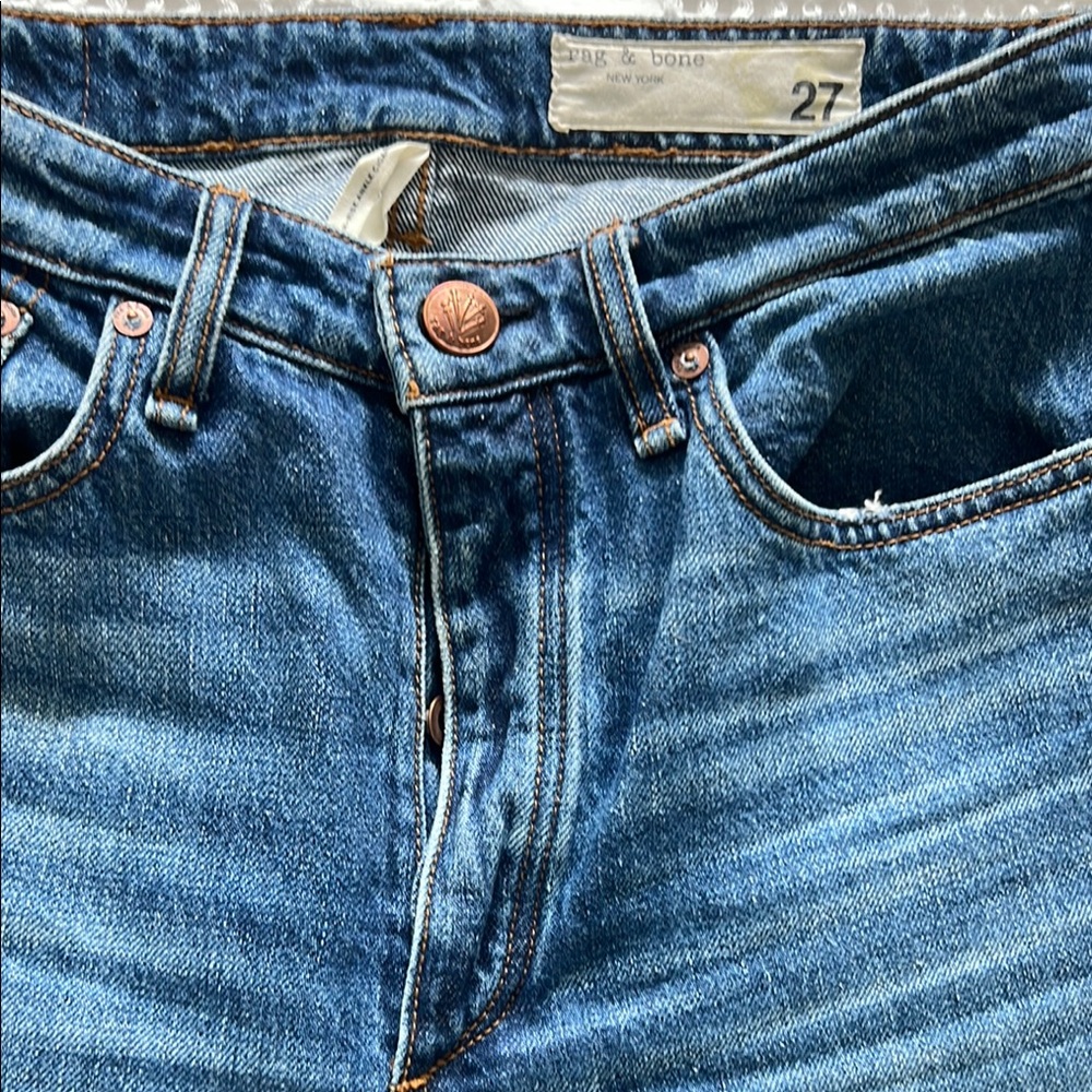 Rag & Bone Blue Straight Jeans with Natural Fading